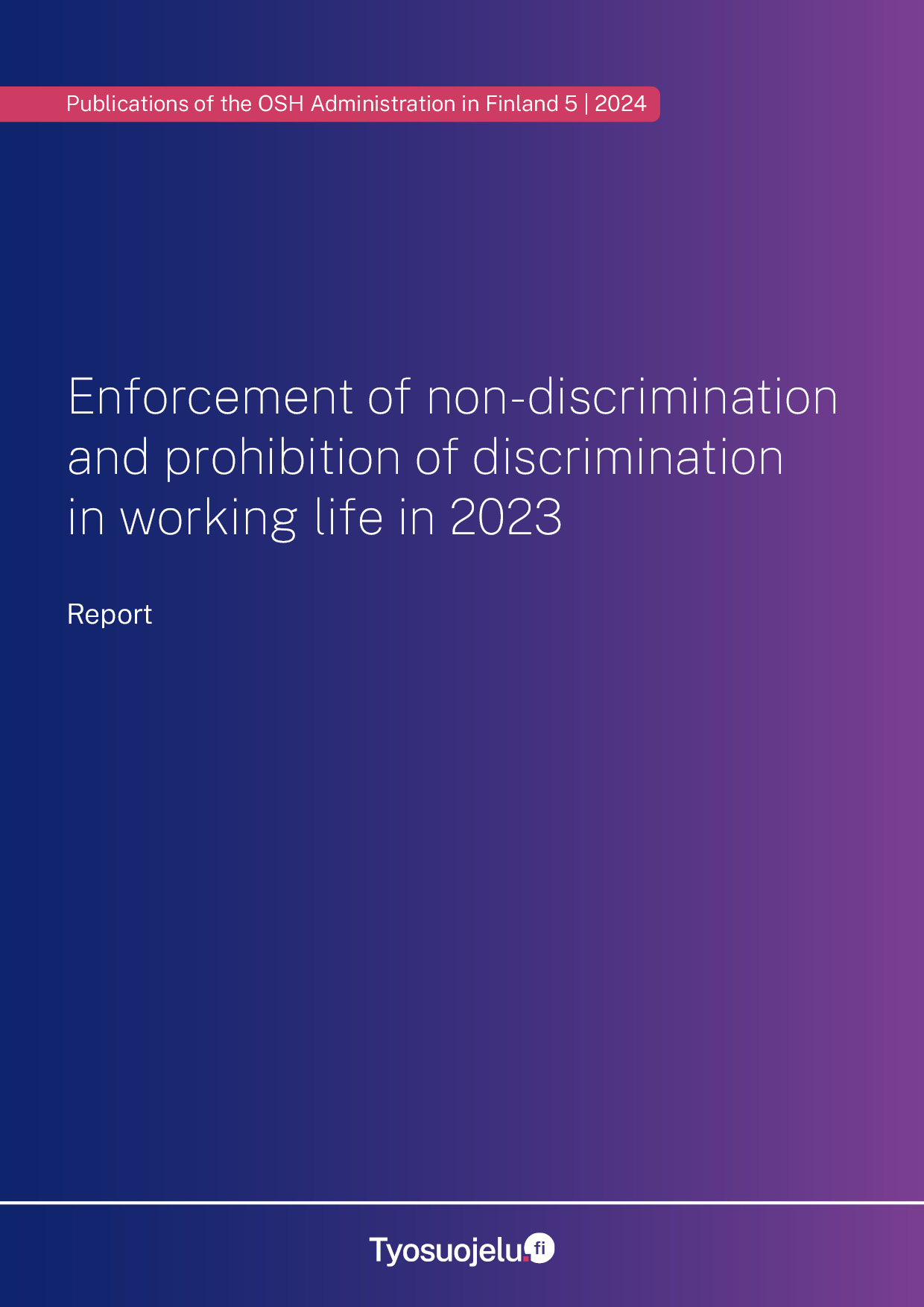 Cover of the report Enforcement of non-discrimination and prohibition of discrimination in working life in 2023